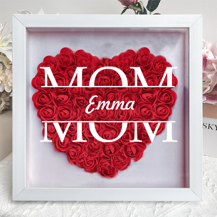Personalized Flower Shadow Box Custom 1-5 Names Rose Frame Mother’s Da
