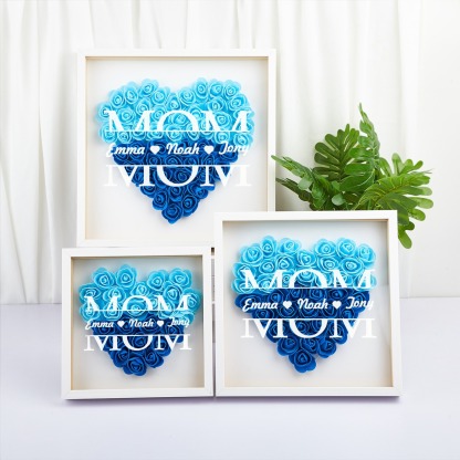 Personalized Flower Shadow Box Custom 1-5 Names Rose Frame Mother’s Day Gift for Mom, Grandma, Nana