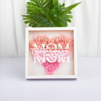 Personalized Flower Shadow Box Custom 1-5 Names Rose Frame Mother’s Day Gift for Mom, Grandma, Nana