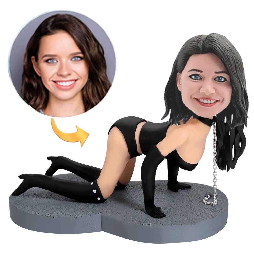Custom Bobblehead of Woman in Sexy Chain Outfit with Personalized Engraving