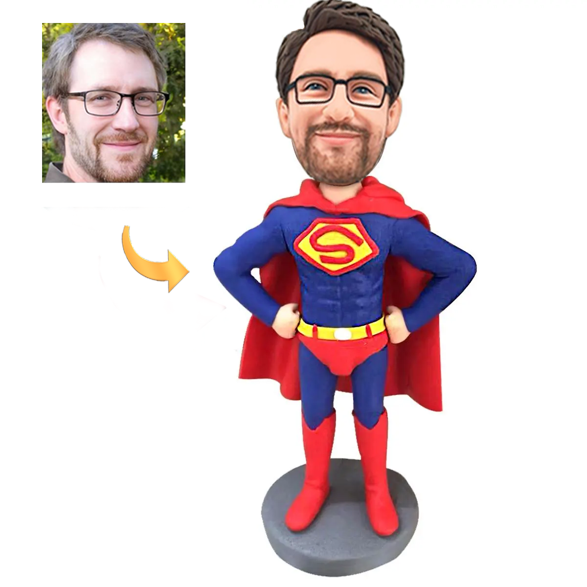 Custom Superhero Bobblehead with Personalized Engraving