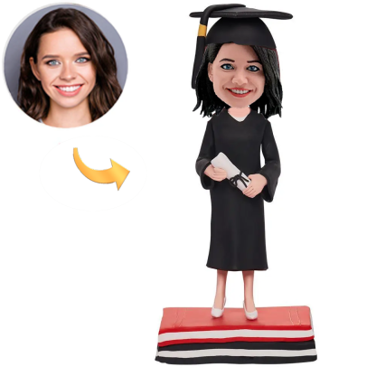 Personalized Graduation Girl Bobblehead with Custom Engraving