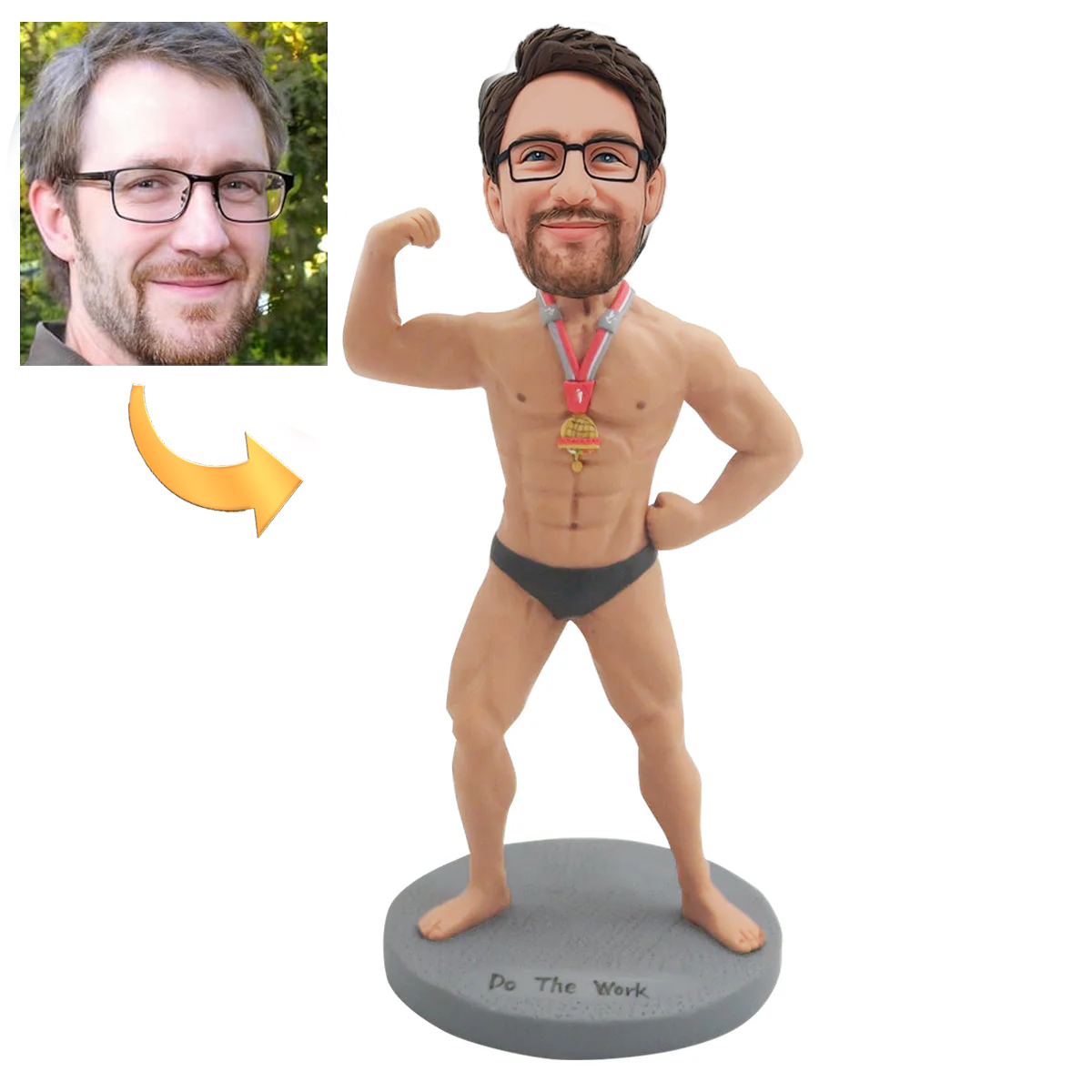 Fitness Bodybuilding Muscular Man Custom Bobblehead with Engraved Text