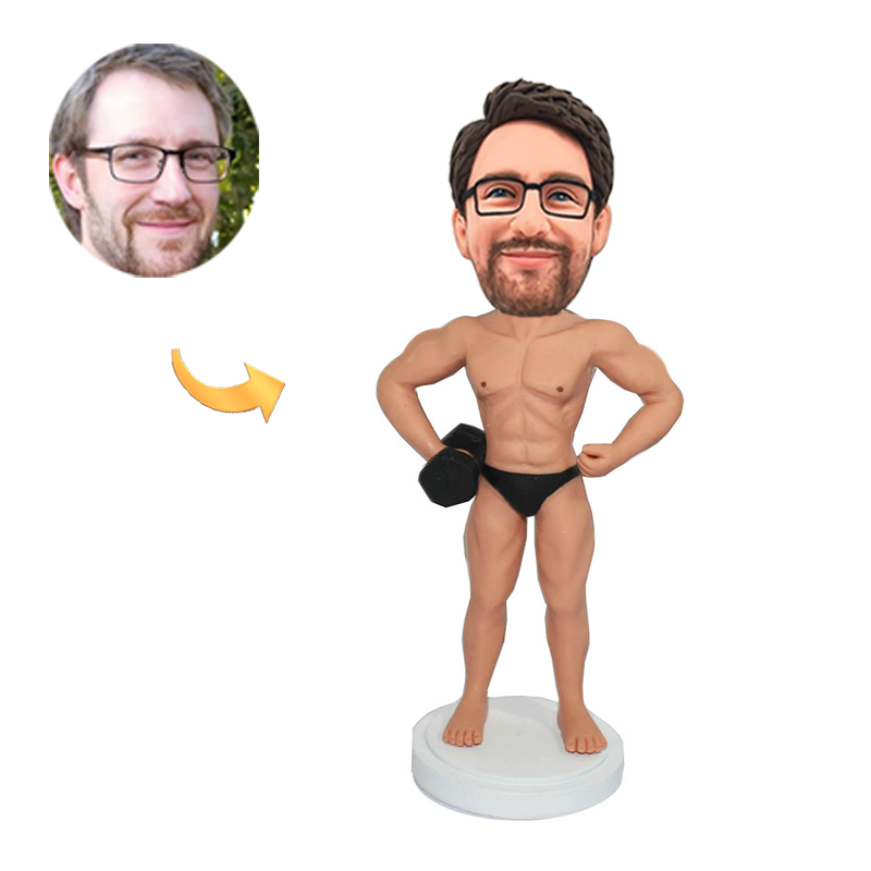 Custom Fitness Bobblehead Personalized Weightlifting Figurine with Engraved Text for Motivation