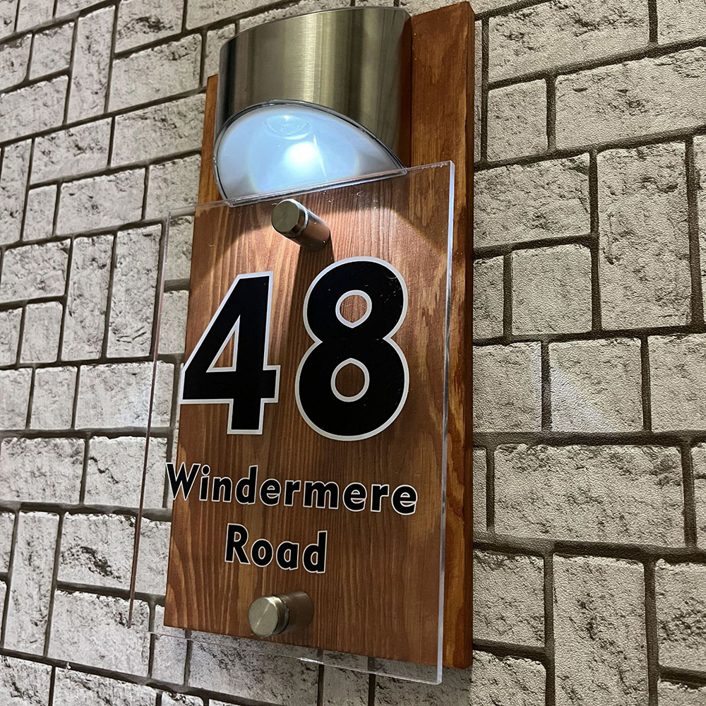 Custom Solar LED Address Plaque Waterproof Illuminated House Number Sign Outdoor Door Decoration