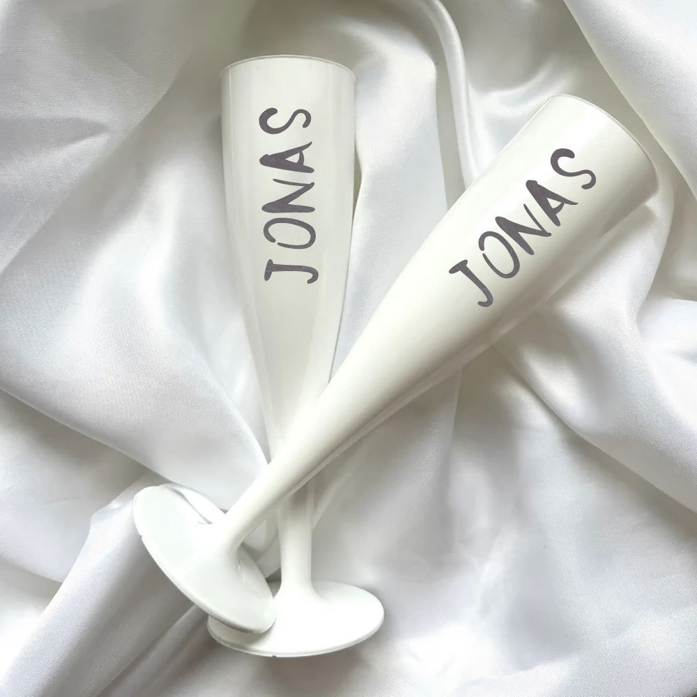 Personalize Name White Champagne Flutes Wedding Party Toasting Glasses Bridal Shower Wedding Glasses for Brides and Bridesmaids