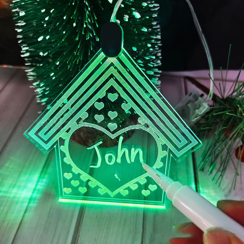 Colorful LED Acrylic Pendant Christmas Tree Ornament Luminous Party & 