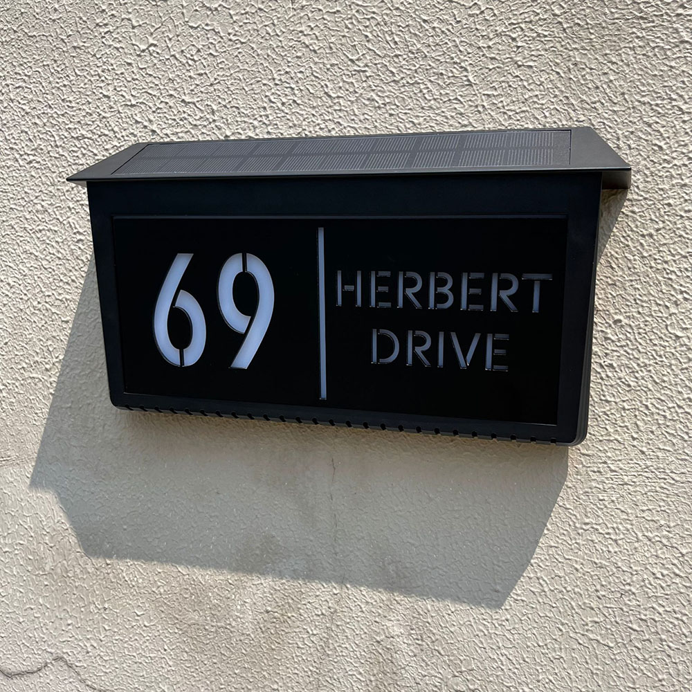 Customized Solar Lighted House Sign Laser Cut Address Plaque with LED Number Waterproof Design