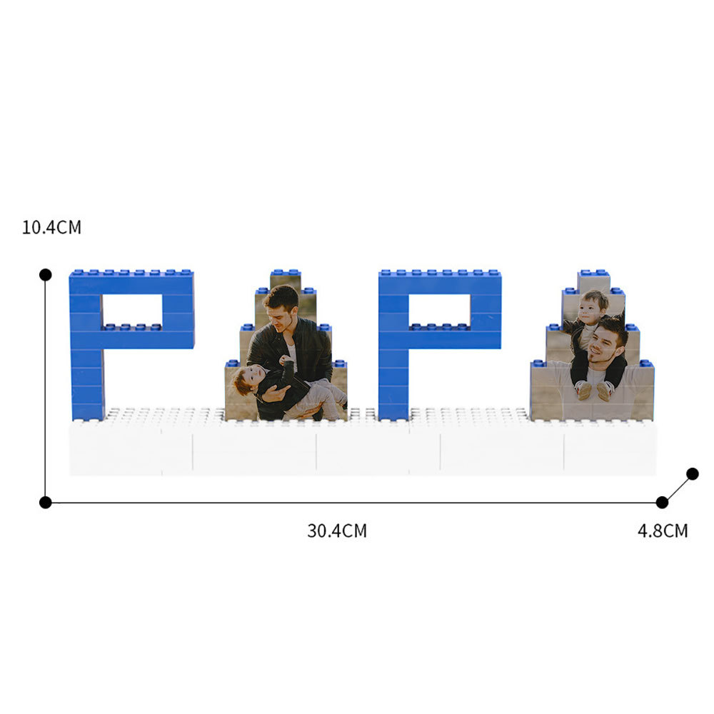Custom Photo Puzzle Building Bricks Father's Day Gifts Dad and Papa Building Bricks Picture Frame with Text Engraved