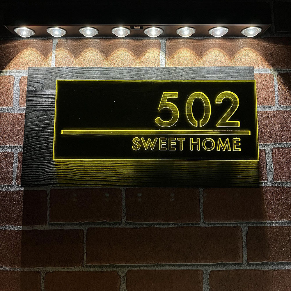 Solar Powered Personalized House Address Sign Waterproof LED Light Number Plaque Housewarming Gift