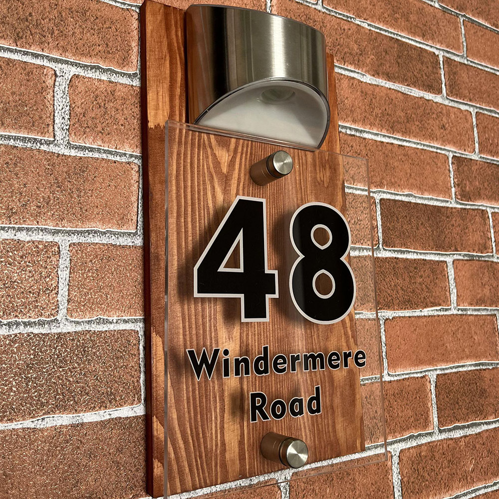 Custom Solar LED Address Plaque Waterproof Illuminated House Number Sign Outdoor Door Decoration