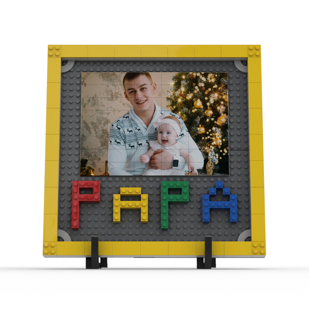 Personalized Photo Puzzle Building Blocks Father's Day Gifts Custom Dad and Papa Building Bricks Picture Frame Gift for Dad