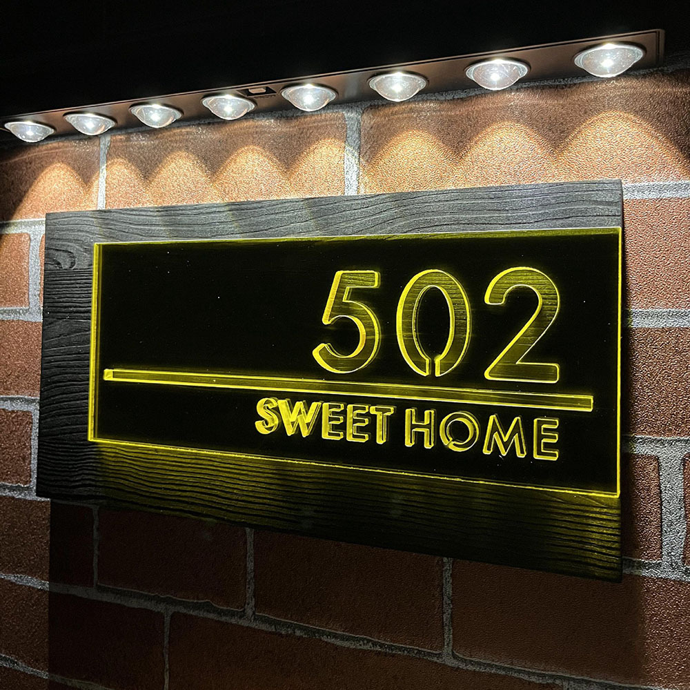 Solar Powered Personalized House Address Sign Waterproof LED Light Number Plaque Housewarming Gift