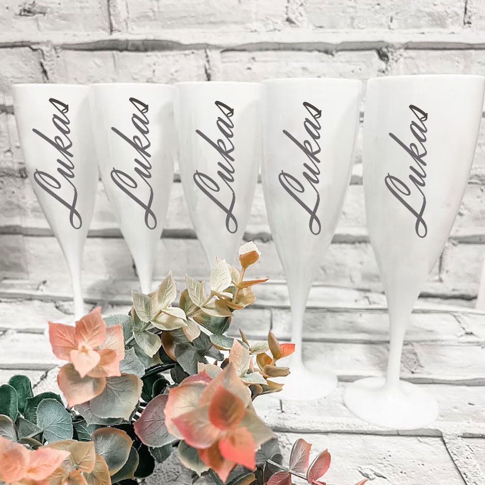 Personalize Name White Champagne Flutes Wedding Party Toasting Glasses Bridal Shower Wedding Glasses for Brides and Bridesmaids