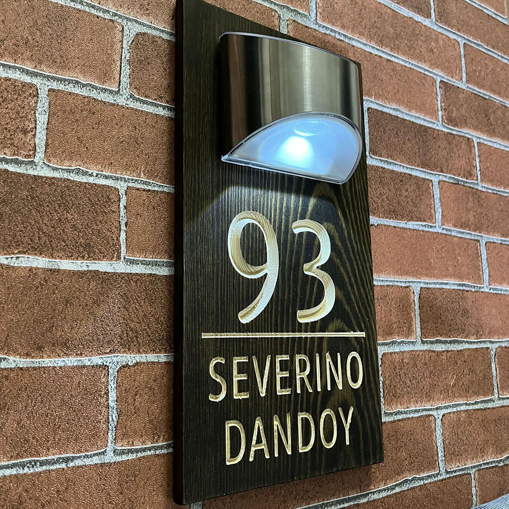 Solar Illuminated Personalized House Number Sign Outdoor Waterproof LED Address Plaque for Door