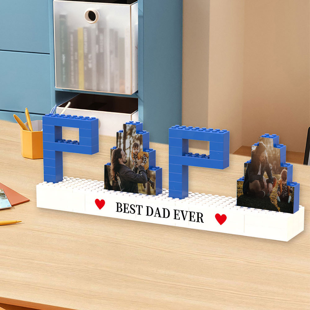 Custom Photo Puzzle Building Bricks Father's Day Gifts Dad and Papa Building Bricks Picture Frame with Text Engraved