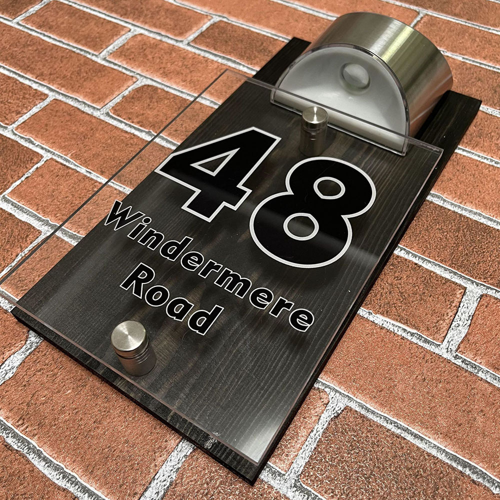 Custom Solar LED Address Plaque Waterproof Illuminated House Number Sign Outdoor Door Decoration