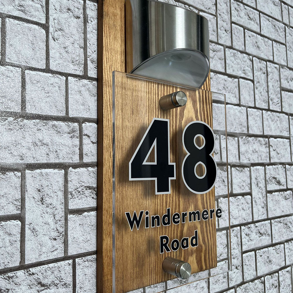 Custom Solar LED Address Plaque Waterproof Illuminated House Number Sign Outdoor Door Decoration