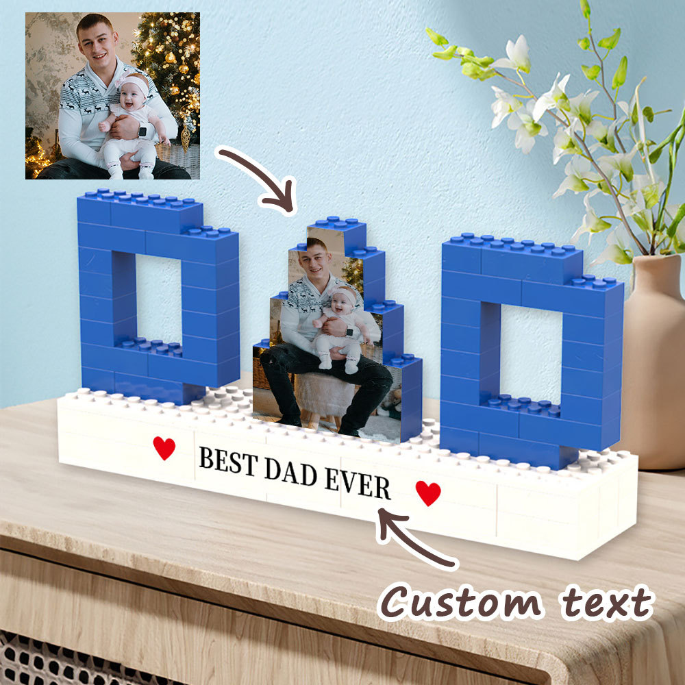 Custom Photo Puzzle Building Bricks Father's Day Gifts Dad and Papa Building Bricks Picture Frame with Text Engraved