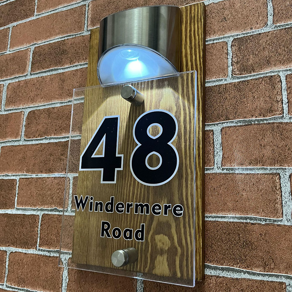 Custom Solar LED Address Plaque Waterproof Illuminated House Number Sign Outdoor Door Decoration