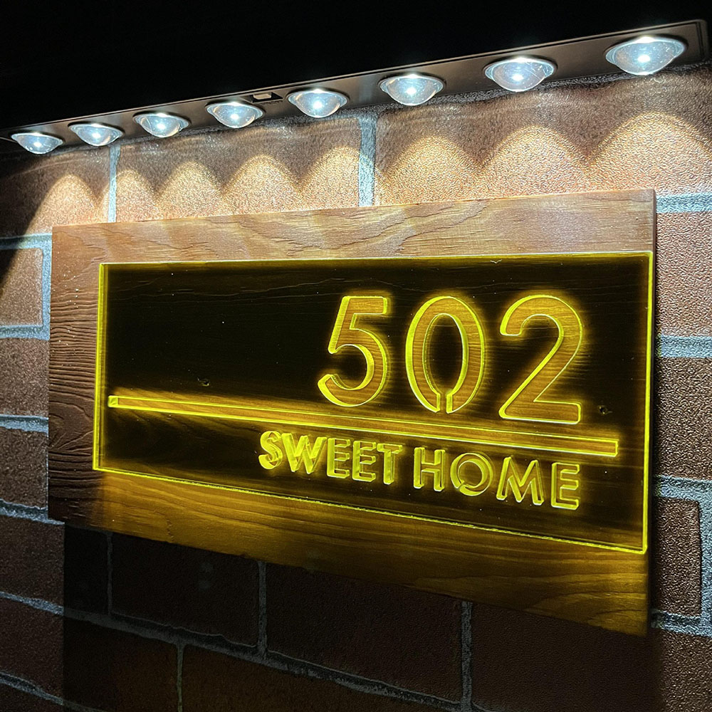 Solar Powered Personalized House Address Sign Waterproof LED Light Number Plaque Housewarming Gift