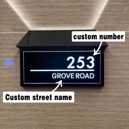Customized Solar Lighted House Sign Laser Cut Address Plaque with LED Number Waterproof Design
