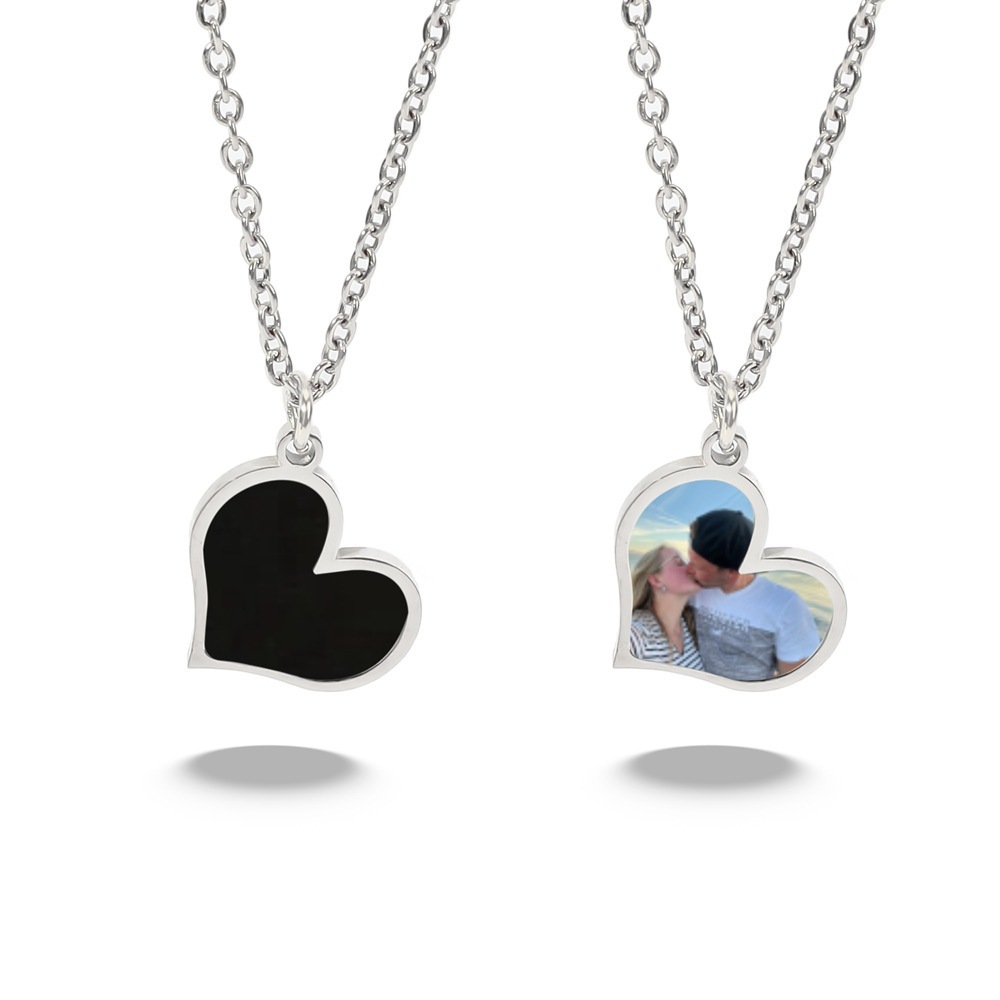 Personalized Heat-Activated Magic Necklace Custom Thermochromic Photo Pendant Hidden Picture Memorial Gift Valentine's Gift