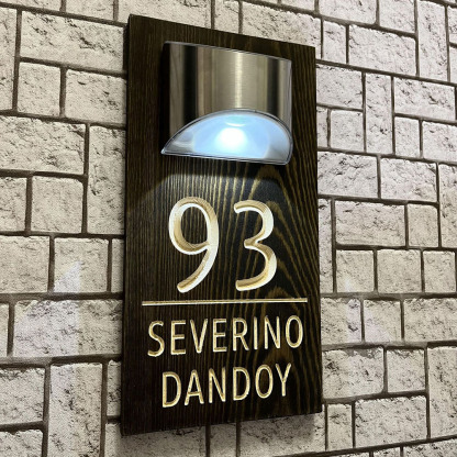 Solar Illuminated Personalized House Number Sign Outdoor Waterproof LED Address Plaque for Door