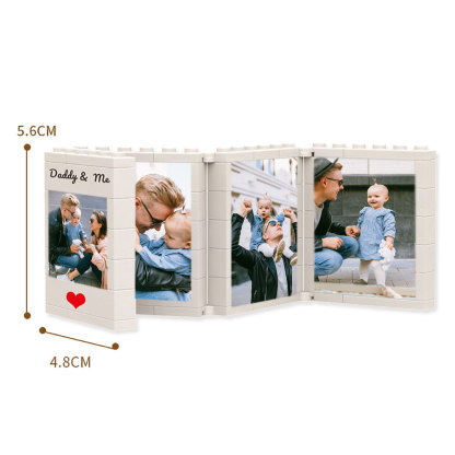 Fathers Day Gift Personalized Daddy and Me Brick Photo Block Album Building Puzzle Bricks with Custom Text