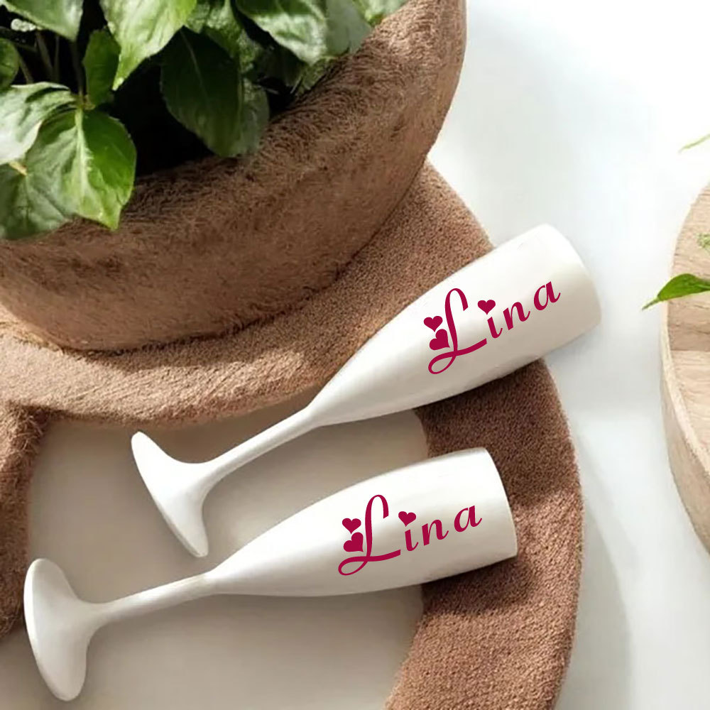 Personalize Name White Champagne Flutes Wedding Party Toasting Glasses Bridal Shower Wedding Glasses for Brides and Bridesmaids