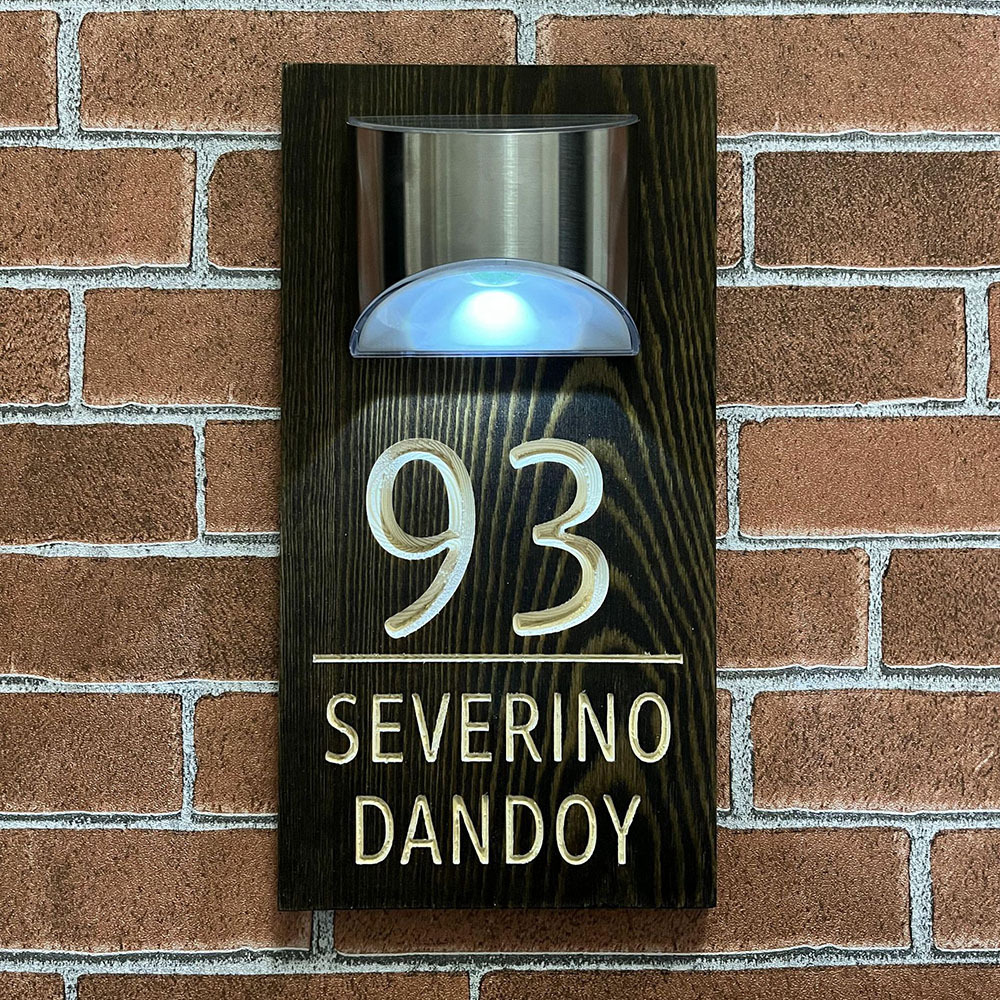 Solar Illuminated Personalized House Number Sign Outdoor Waterproof LED Address Plaque for Door