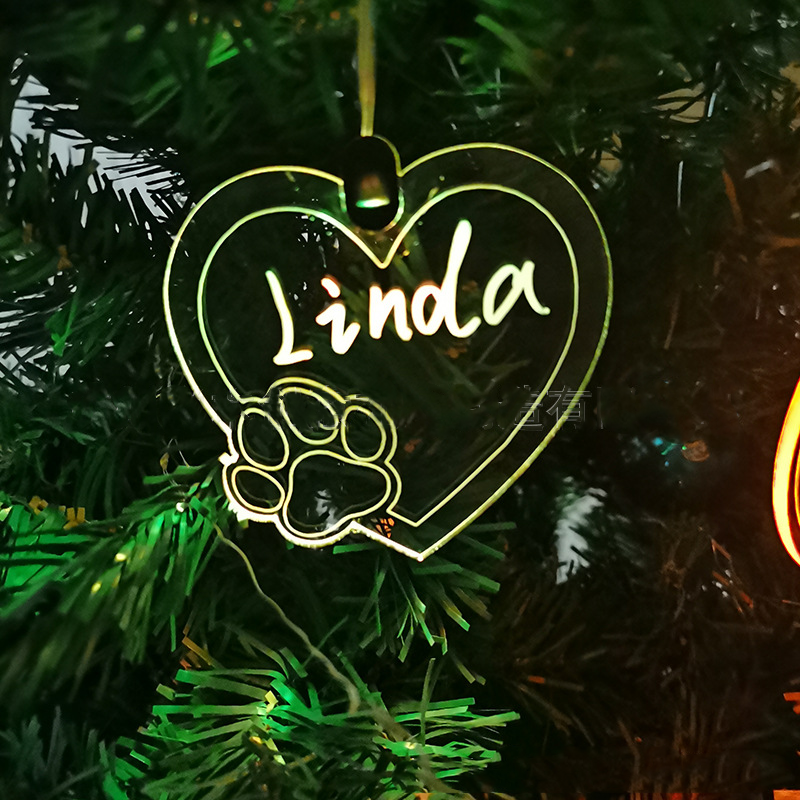 Colorful LED Acrylic Pendant Christmas Tree Ornament Luminous Party & 