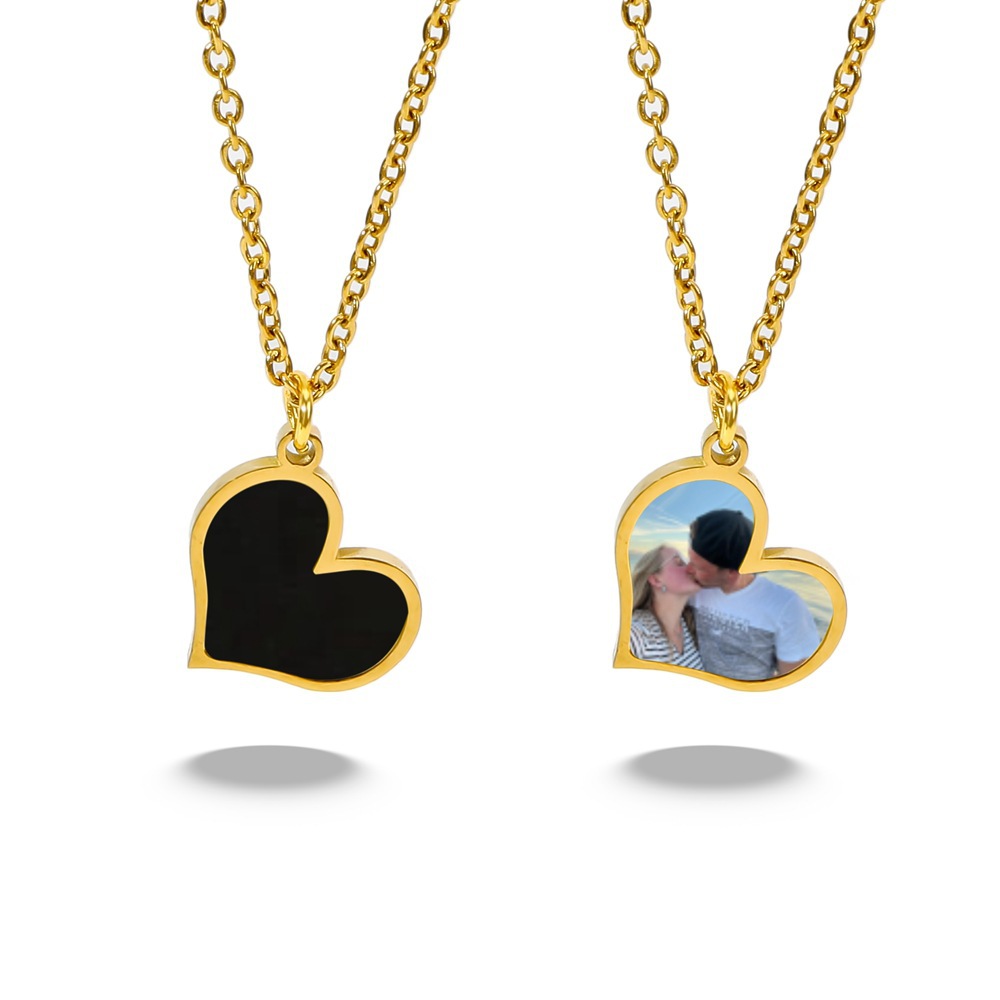 Personalized Heat-Activated Magic Necklace Custom Thermochromic Photo Pendant Hidden Picture Memorial Gift Valentine's Gift