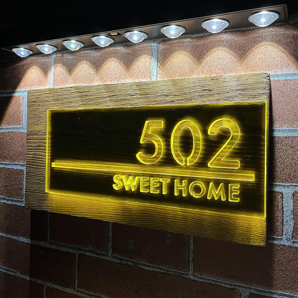 Solar Powered Personalized House Address Sign Waterproof LED Light Number Plaque Housewarming Gift