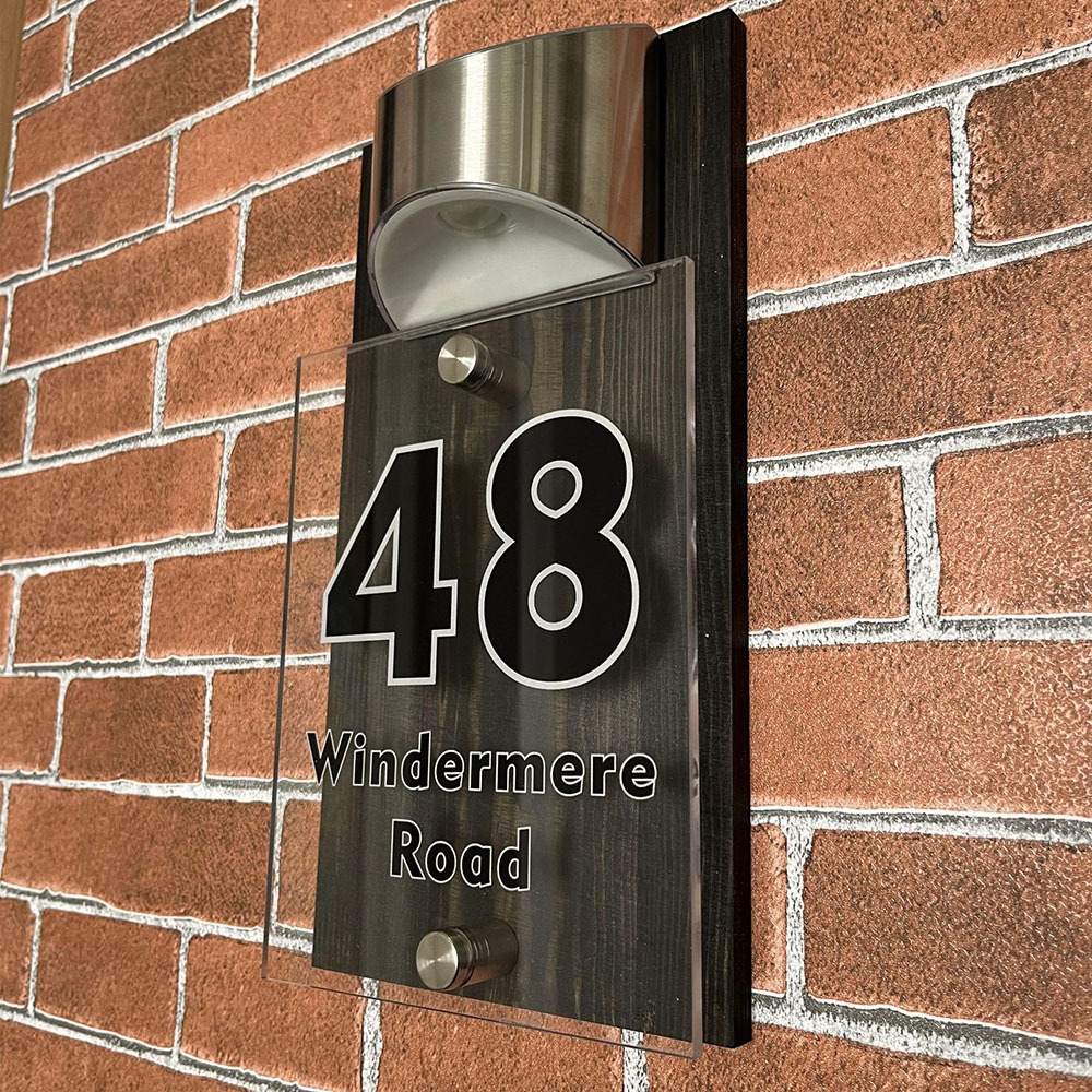Custom Solar LED Address Plaque Waterproof Illuminated House Number Sign Outdoor Door Decoration