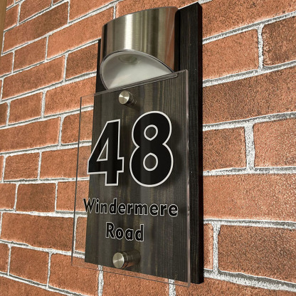 Custom Solar LED Address Plaque Waterproof Illuminated House Number Sign Outdoor Door Decoration