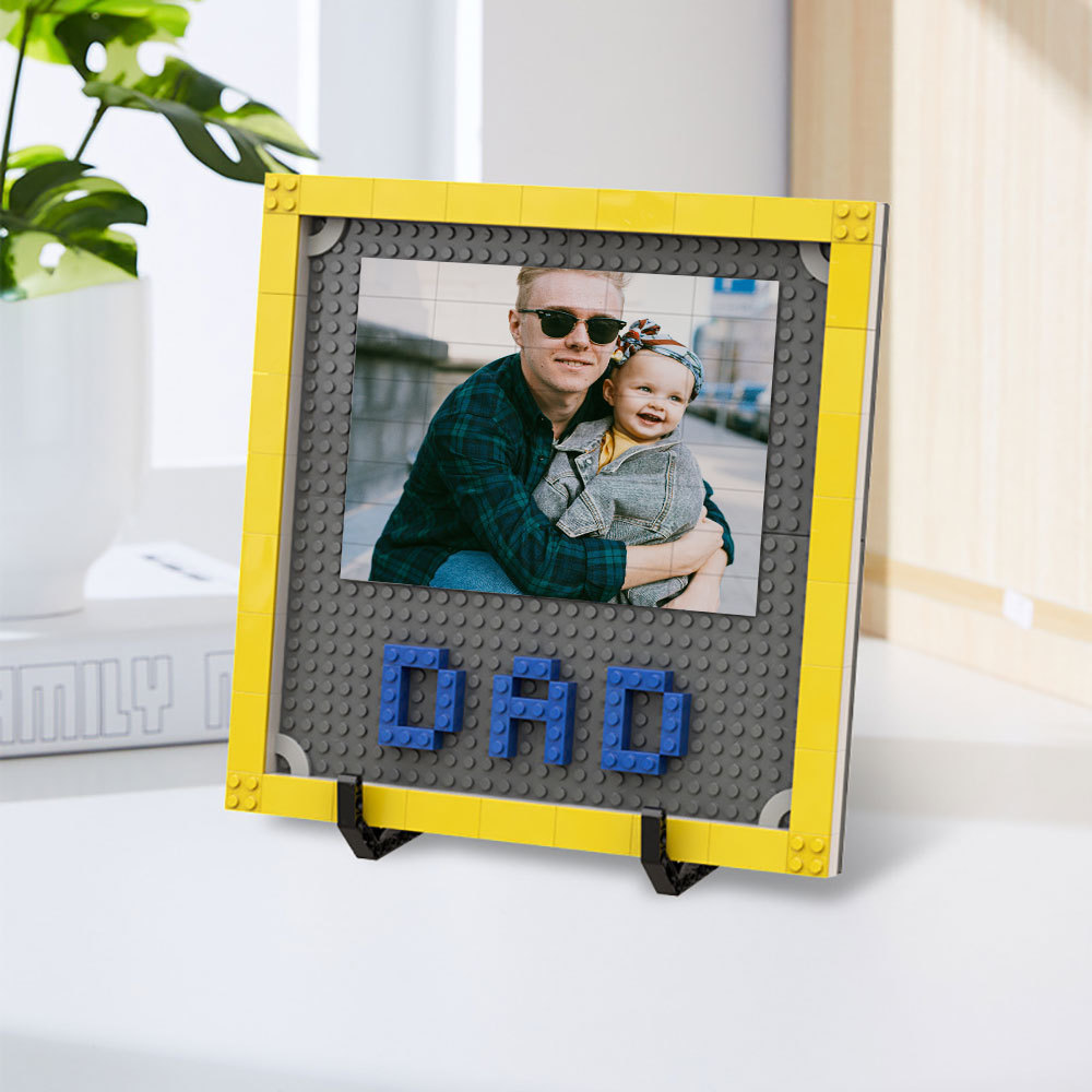 Personalized Photo Puzzle Building Blocks Father's Day Gifts Custom Dad and Papa Building Bricks Picture Frame Gift for Dad