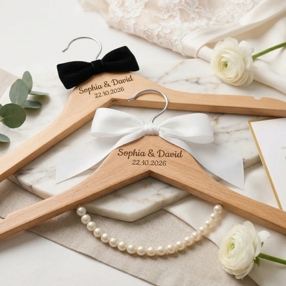 Personalized Wedding Hanger Set Custom Bride Dress Hanger Bridal Hanger for Wedding Dress Gift for Wedding