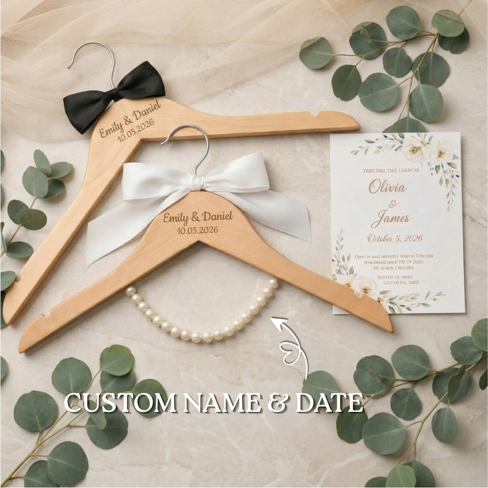 Personalized Wedding Hanger Set Custom Bride Dress Hanger Bridal Hanger for Wedding Dress Gift for Wedding