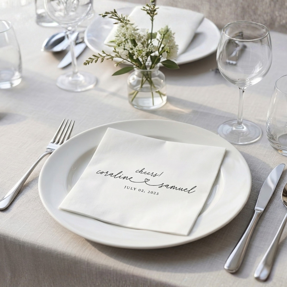Personalized Wedding Napkins Custom Cocktail Napkins Dinner Napkins Bridal Shower Engagement Gifts for Wedding