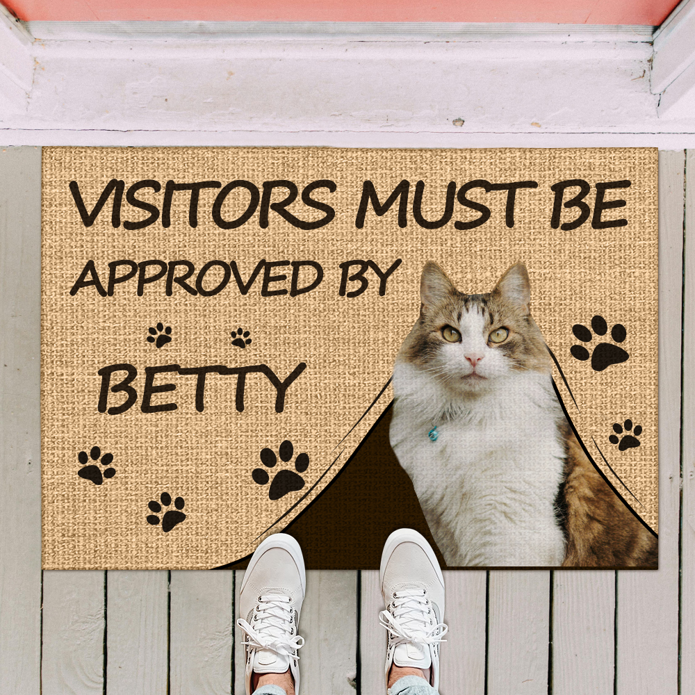 Welcome Doormat with Custom Pet Picture and Funny Quote Personalized Entry Rug Housewarming Gifts