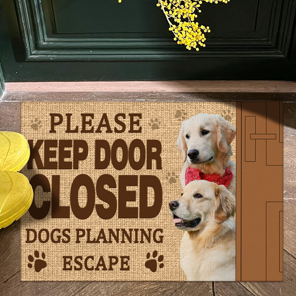 Custom Welcome Doormat Personalized with Pet Photo Funny Entry Rug Gift for Dog Owners