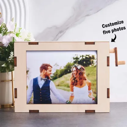 Personalized Flipbook Frame Rolling Photo Frame Photo Cube Album Anniversary Wedding Gift for Couples