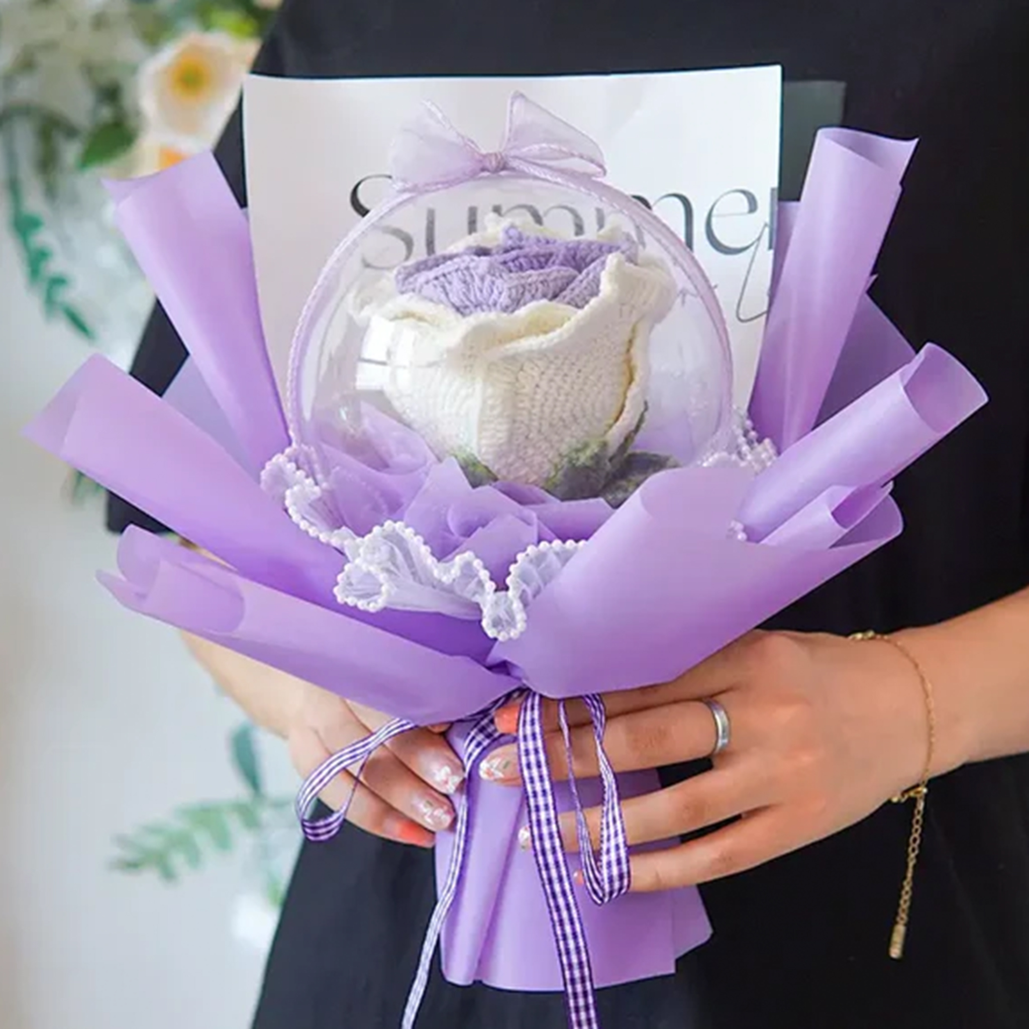 Weave Flowers Bouquet Rose 1 Flowers Set Anniversary Gift for Her