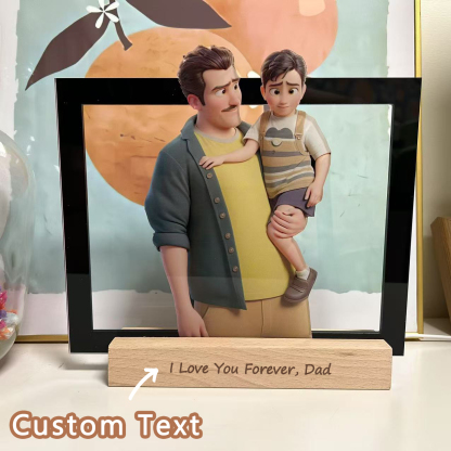 Personalized Portrait Cartoon Style 3D Photo and Text Frame Night Light Pixar Inspired Portraits	Gifts for Father