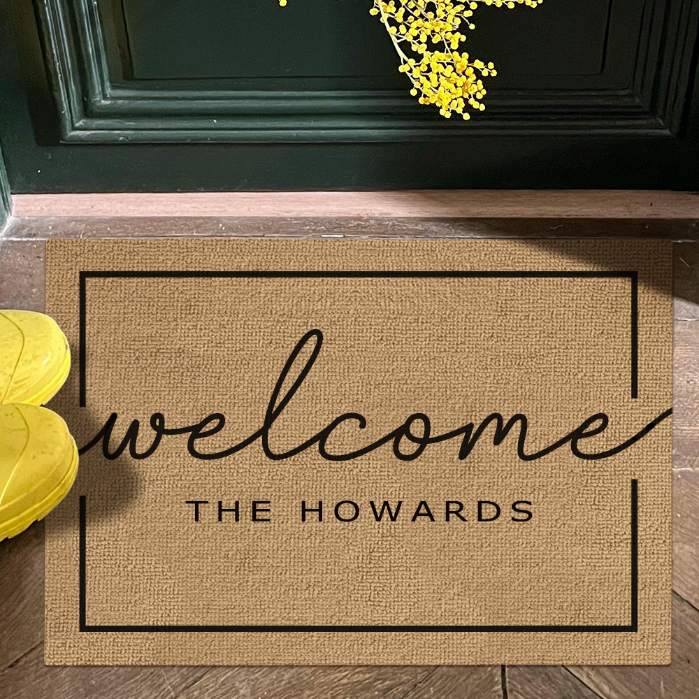 Personalized Name Doormat Custom Text Welcome Rug for House Porch House Warming Gifts