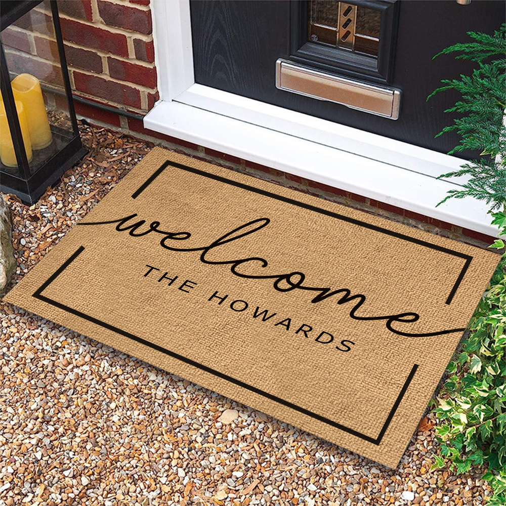 Personalized Name Doormat Custom Text Welcome Rug for House Porch House Warming Gifts