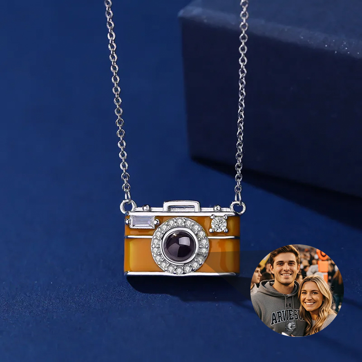 Custom Photo Projection Necklace for Women - Personalized Picture Pendant Jewelry Camera View Anniversary Birthday Gift for Women