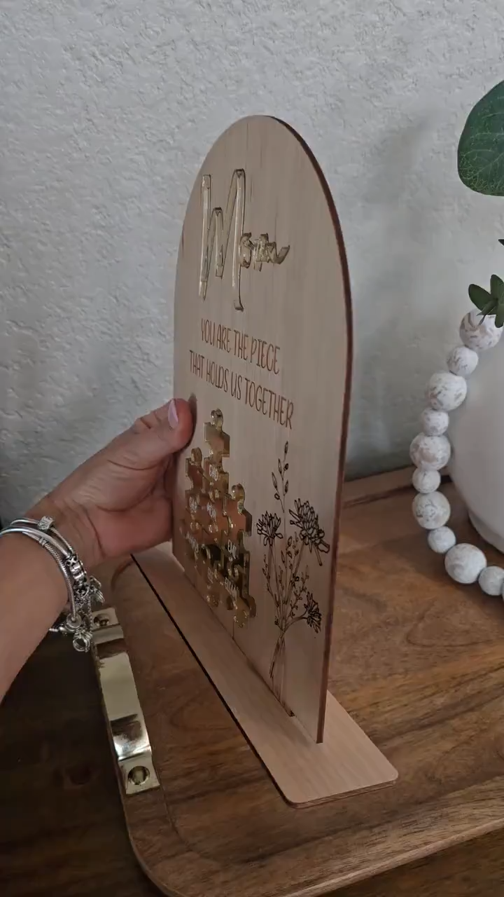 Personalized Mom Puzzle Sign with Birth Flower You Are the Piece that Holds Us Together Mother's Day Gift