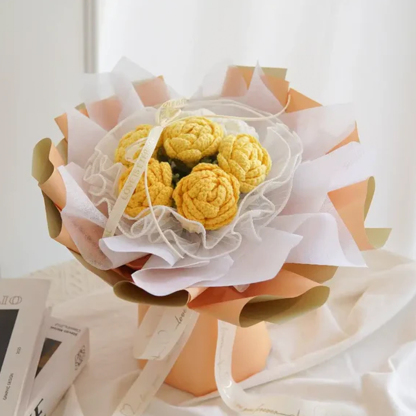 Hademade Weave Flowers Bouquet Rose 7 Flowers Set Anniversary Gift for Her